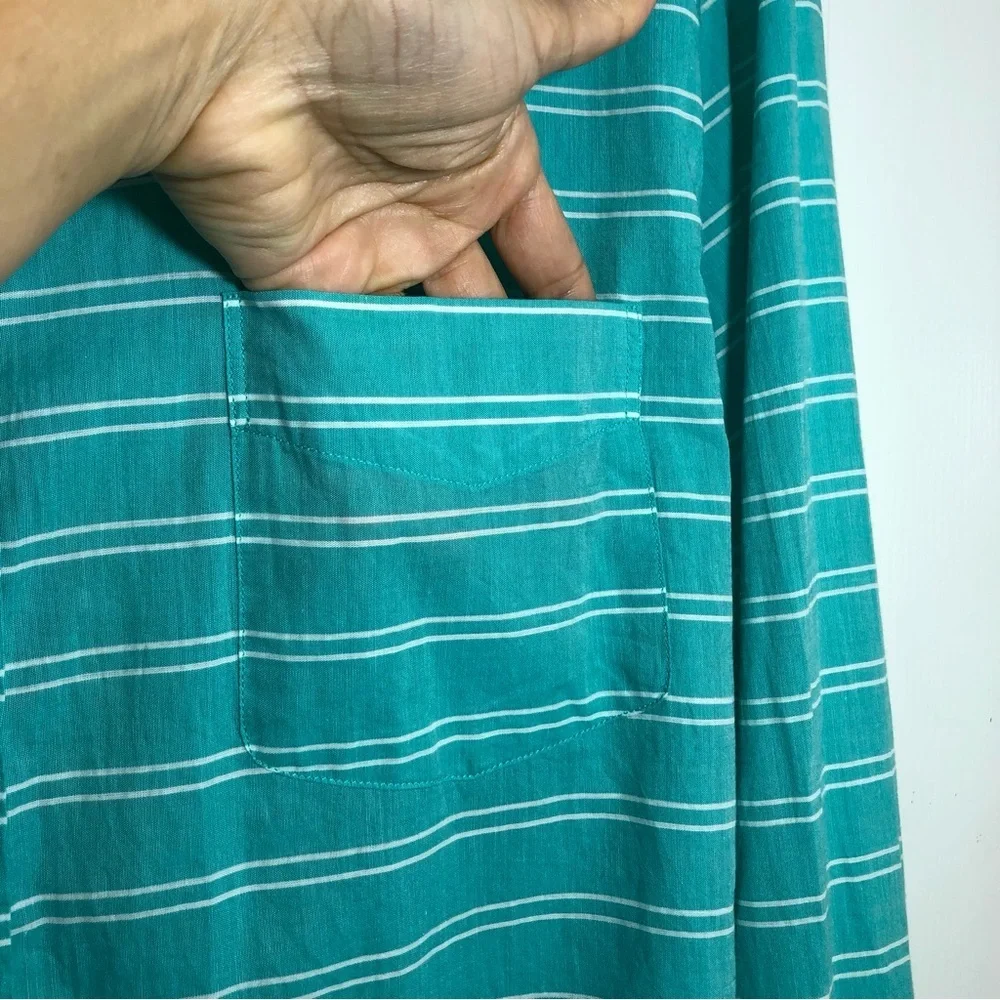 J.Crew Cotton Light‎ Weight Chambray Stripes Button Down Long Sleeve Shirt L